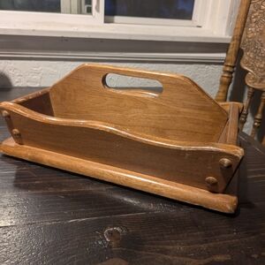 Wooden Serving Caddy Tray in Warm Honey Brown
